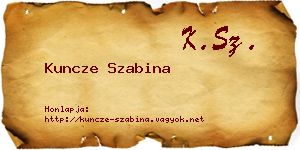 Kuncze Szabina névjegykártya